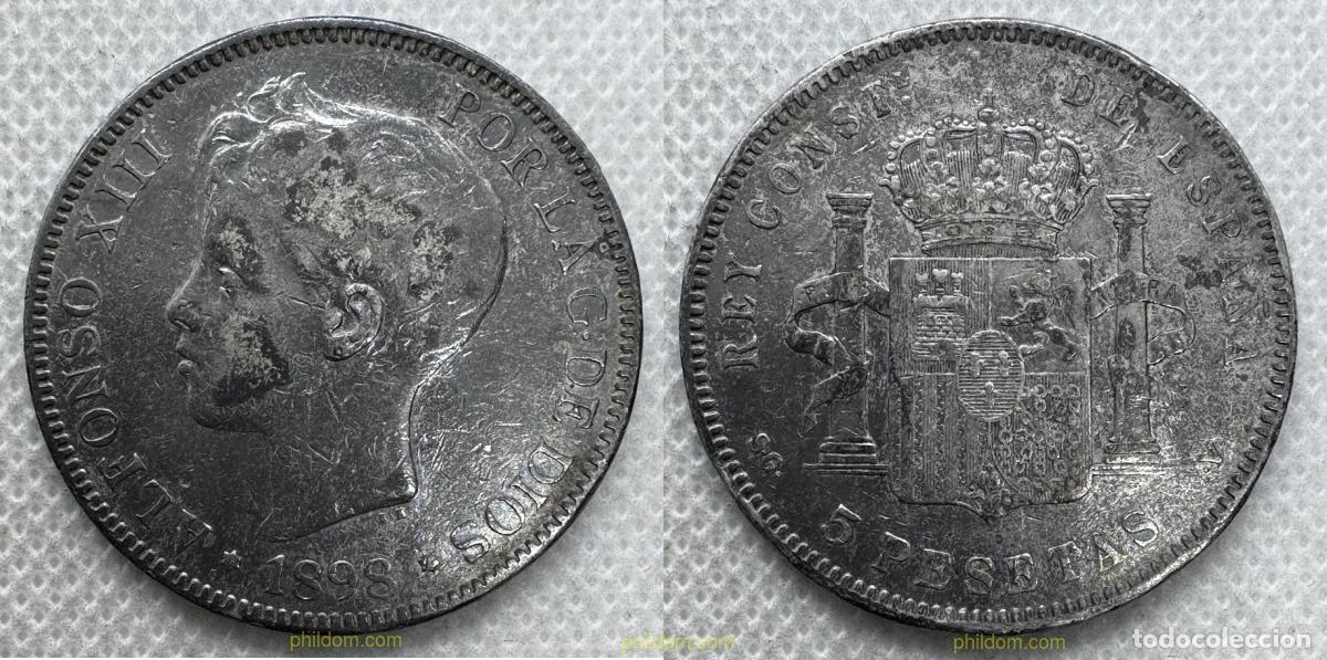 Monedas de Espa&ntilde;a: 5369 ESPA&Ntilde;A 1898 ALFONSO XIII 5 PESETAS 1898 SG V