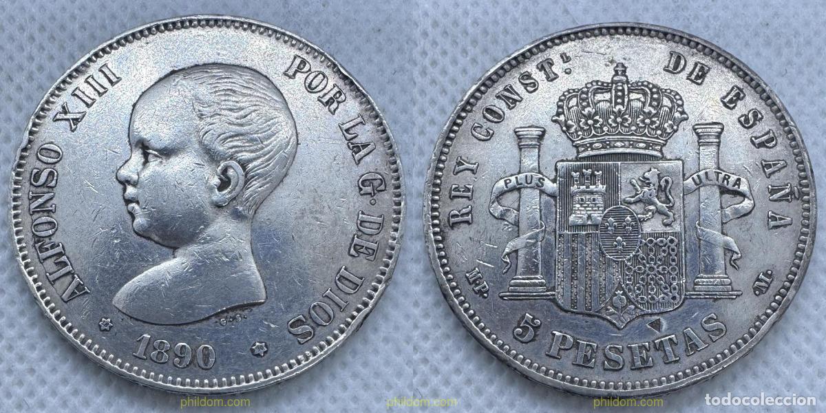 Monedas de Espa&ntilde;a: 5197 ESPA&Ntilde;A 1890 5 PESETAS ALFONSO III - 1890 18-90 MADRID MP M