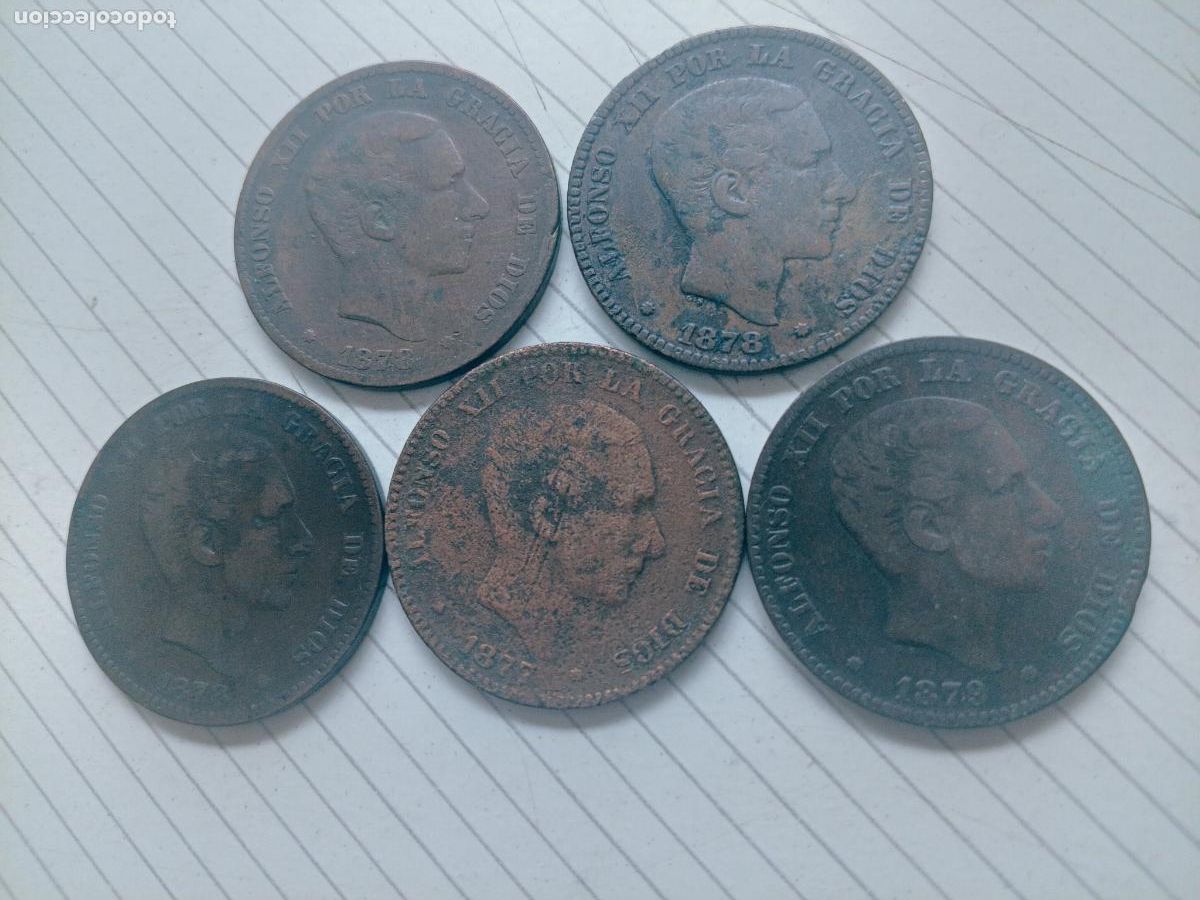 Monedas de Espa&ntilde;a: 5 monedas de 10 c&eacute;ntimos Alfonso XII en buen estado