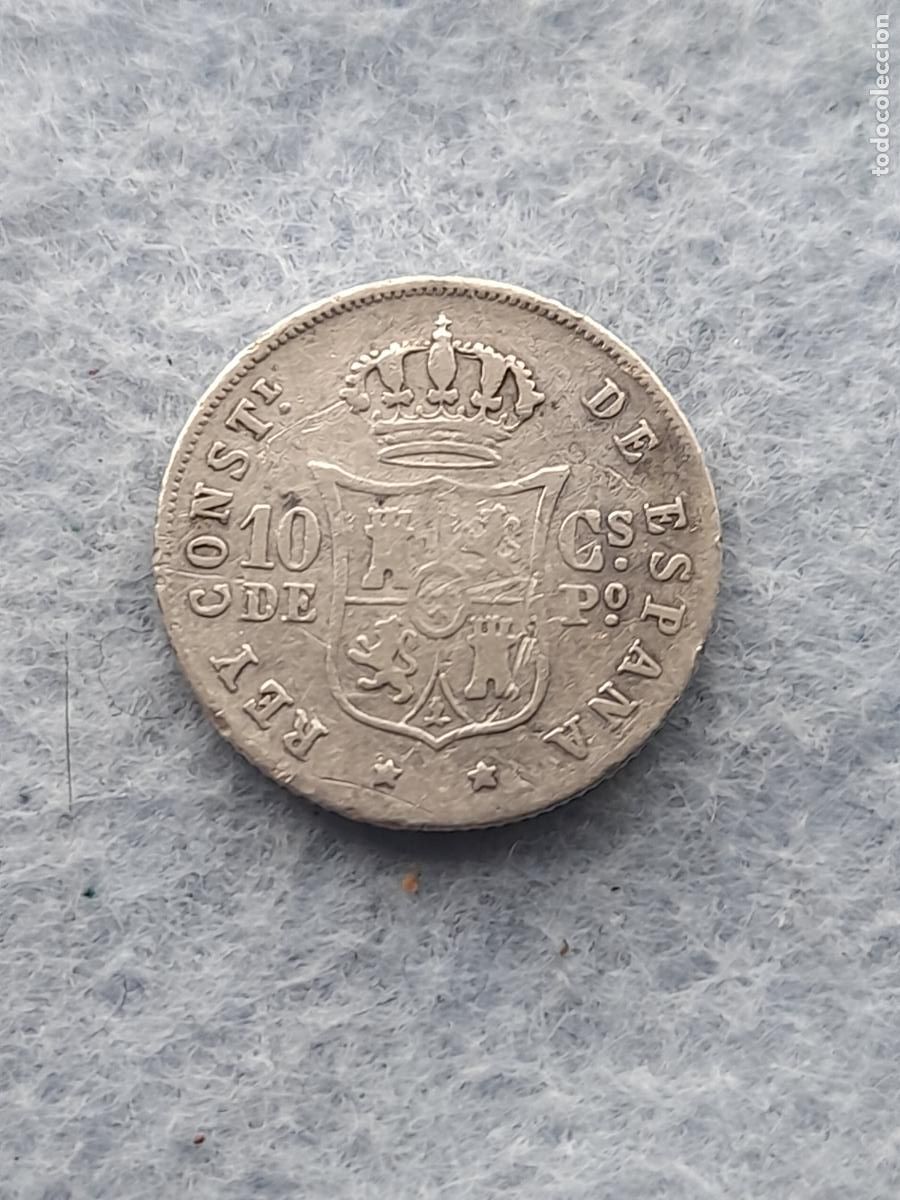 M&uuml;nzen von Spanien: Alfonso XII. Manila. 10 Centavos. A&ntilde;o 1881. Plata.