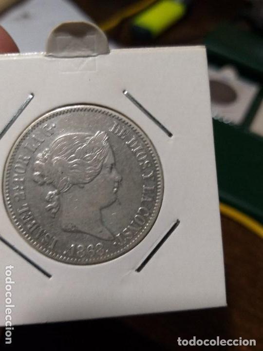 Coins of Spain: ESPECTACULAR MONEDA 50 CENTIMOS DE PESO ISABEL II PLATA 1868