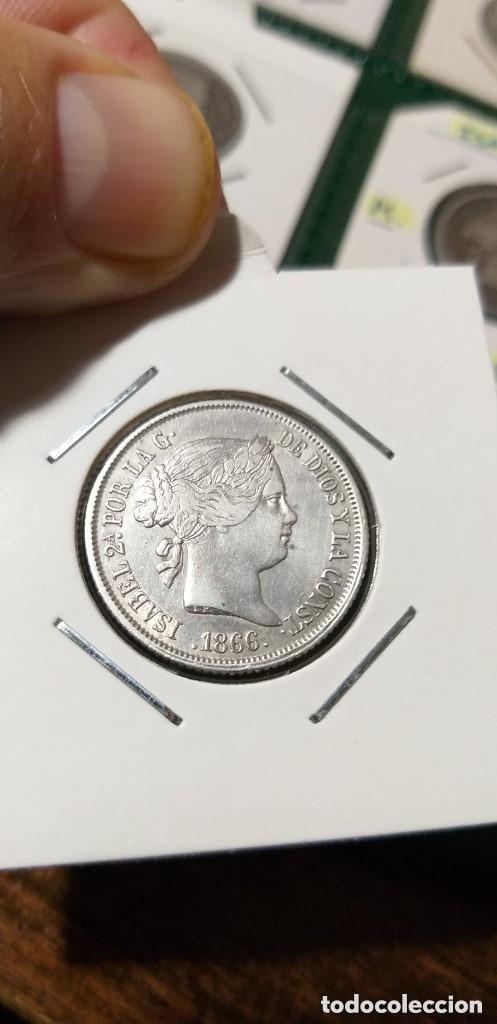 M&uuml;nzen von Spanien: ESPECTACULAR MONEDA 40 CENTIMOS ESCUDO MADRID ISABEL II PLATA 1866 CASI SIN CIRCULAR