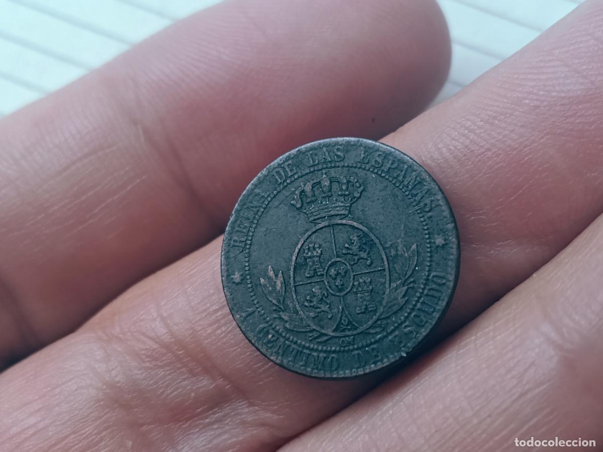 Monedas de Espa&ntilde;a: ISABEL II 1 CENTIMO DE ESCUDO 1868 - Foto 2