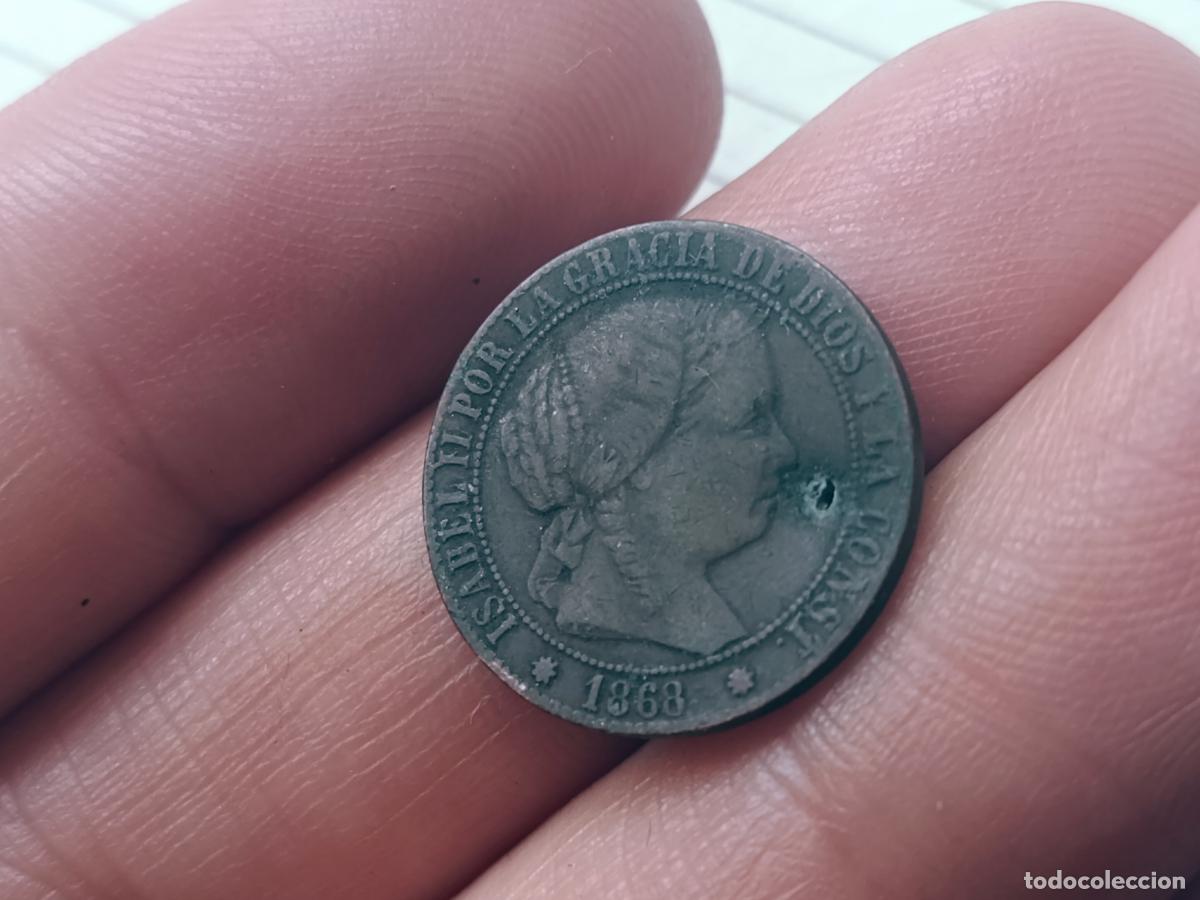 Monedas de Espa&ntilde;a: 1 c&eacute;ntimo de 1868 con agujerito