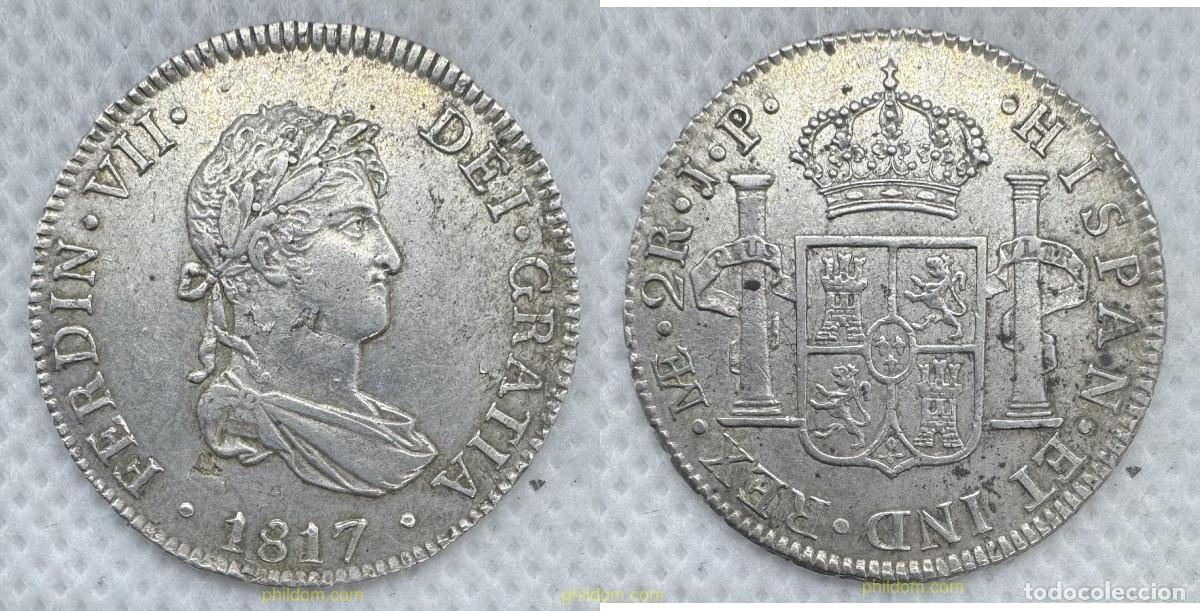 Monedas de Espa&ntilde;a: 5186 ESPA&Ntilde;A 1817 FERNANDO VII 2 REALES 1817 LIMA JP