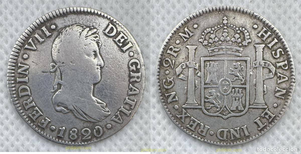 Monedas de Espa&ntilde;a: 5187 ESPA&Ntilde;A 1820 FERNANDO VII 2 REALES 1820 GUATEMALA M