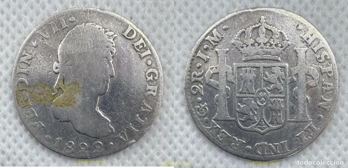 Monedas de Espa&ntilde;a: 5188 ESPA&Ntilde;A 1822 FERNANDO VII 2 REALES 1820 GUANAJUATO JM