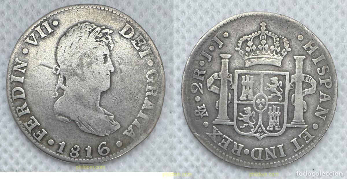 Monedas de Espa&ntilde;a: 5181 ESPA&Ntilde;A 1816 FERNANDO VII 2 REALES 1816 MEXICO JJ
