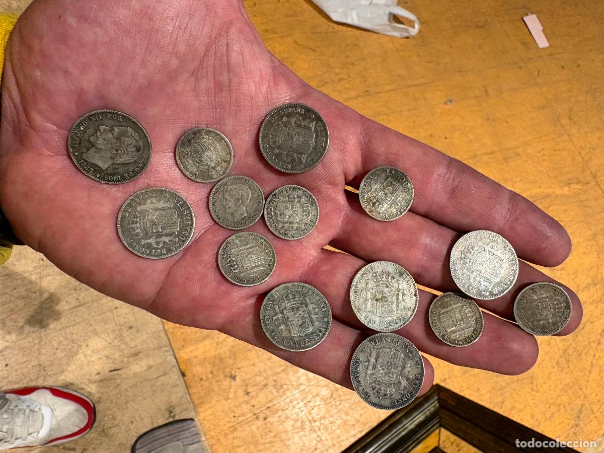 Monedas de Espa&ntilde;a: Lote de monedas espa&ntilde;olas de plata pesetas antiguas bastante buen estado