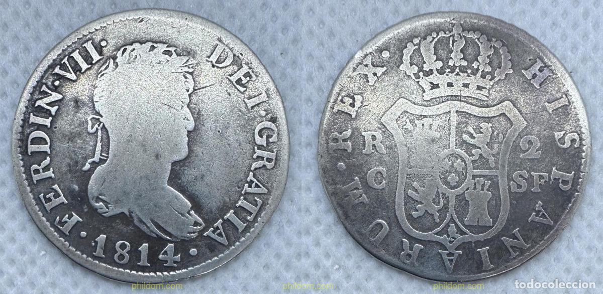 Monedas de Espa&ntilde;a: 5175 ESPA&Ntilde;A 1814 FERNANDO VII 2 REALES 1814 CATALU&Ntilde;A SF