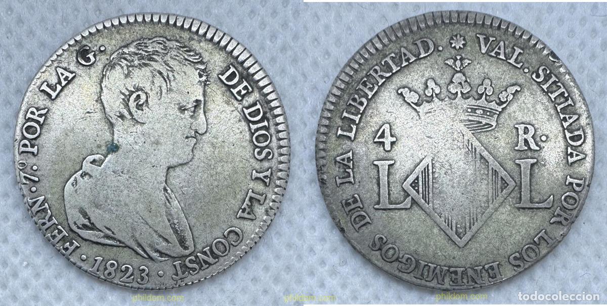 Monedas de Espa&ntilde;a: 5176 ESPA&Ntilde;A 1823 FERNANDO VII 4 REALES 1823 VALENCIA