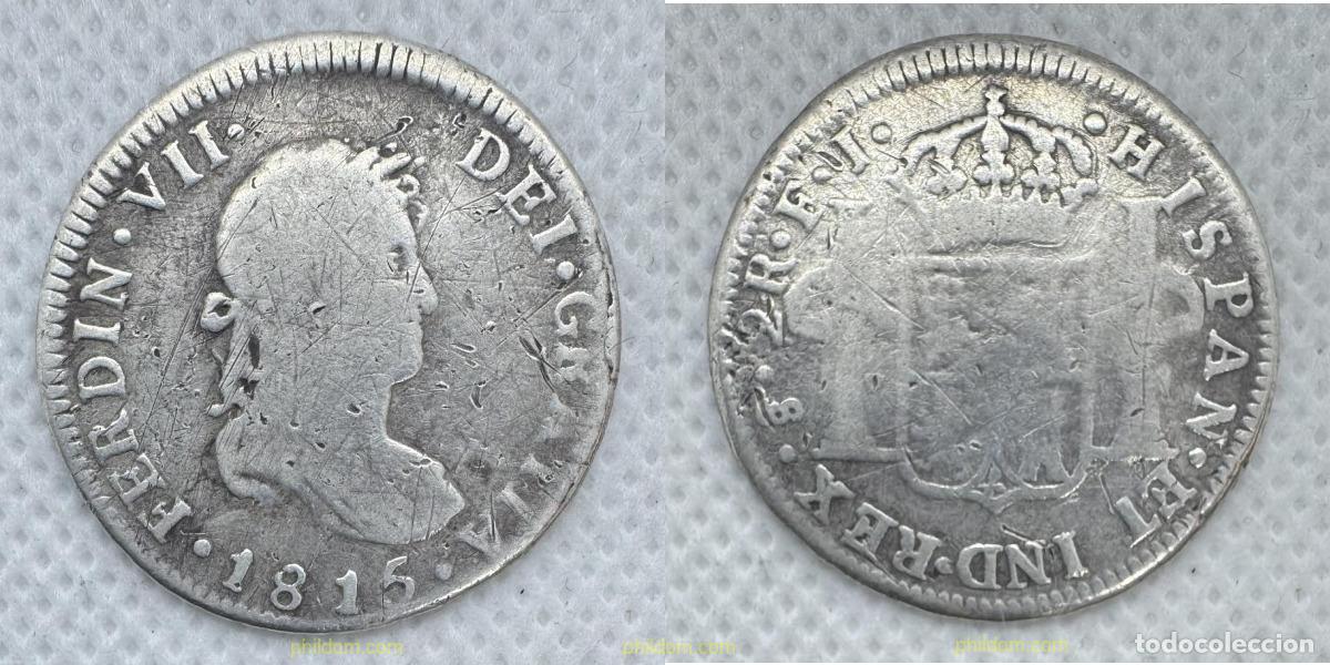 Monedas de Espa&ntilde;a: 5178 ESPA&Ntilde;A 1815 FERNANDO VII 2 REALES 1815 SANTIAGO FJ