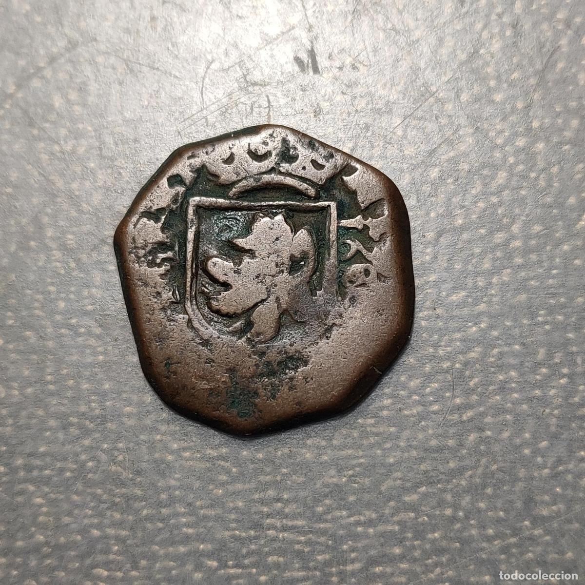Monedas de Espa&ntilde;a: ESPA&Ntilde;A VALLADOLID CARLOS II 2 MARAVEDIS 1680 GIRONES EN REVERSO