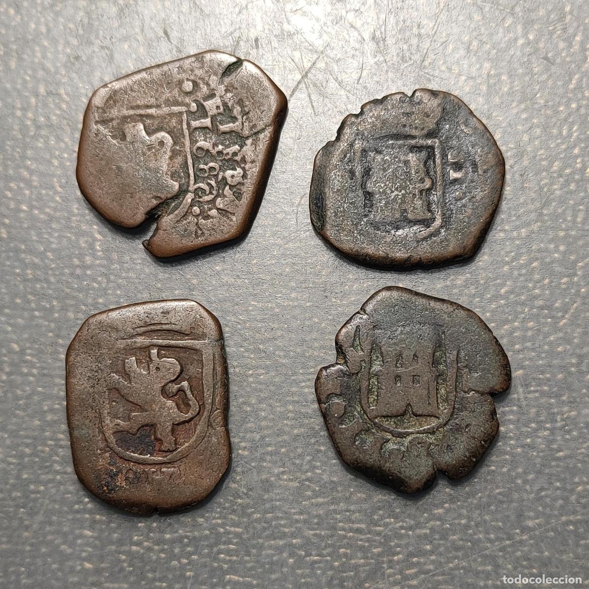 Monedas de Espa&ntilde;a: ESPA&Ntilde;A CARLOS II LOTE DE 4 MONEDAS DE 2 MARAVEDIS