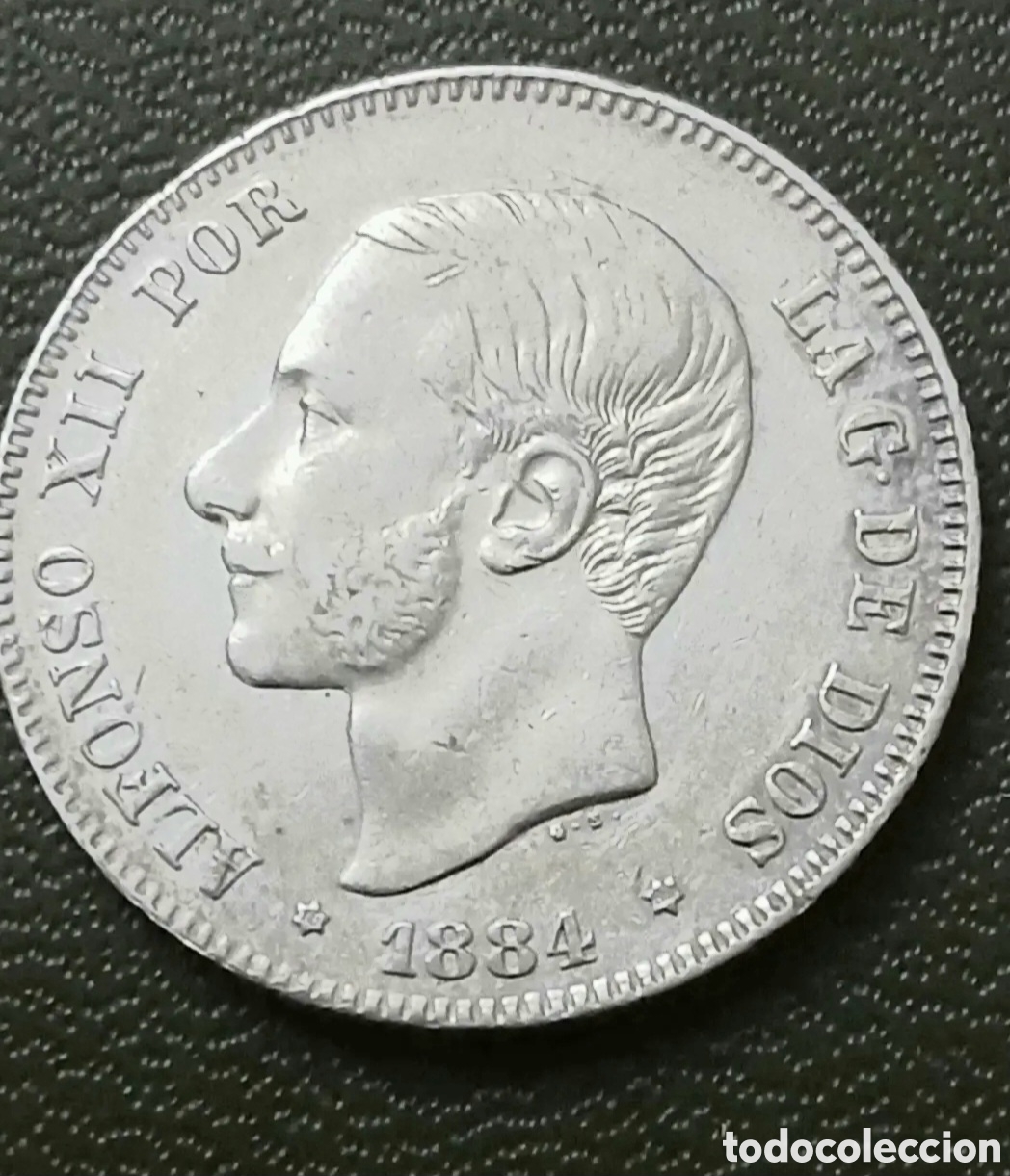 M&uuml;nzen von Spanien: 2 PESETAS PLATA ALFONSO XII 1884 *(18-84) MSM EN EBC