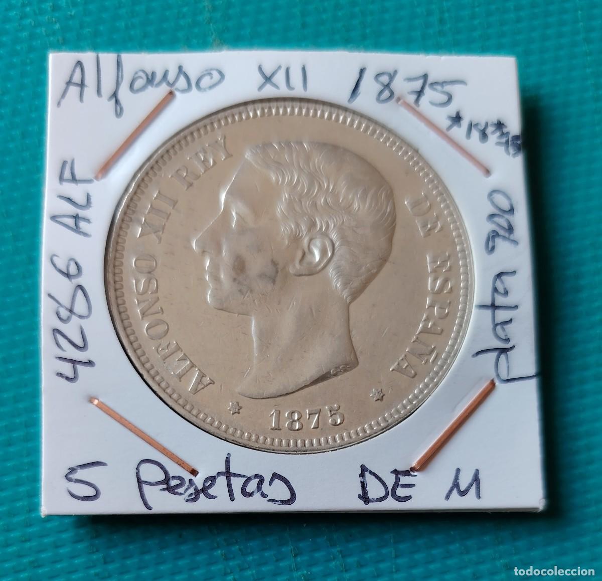 Monedas de Espa&ntilde;a: MONEDA DE ESPA&Ntilde;A - 5 PESETAS DE PLATA - ALFONSO XII - DEL A&Ntilde;O 1875 *18 *75 - DE M - 4286ALF