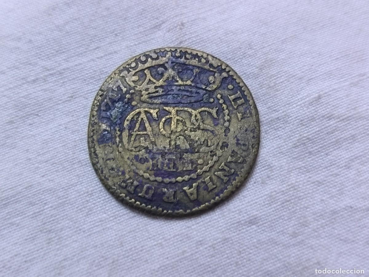 Monete da Spagna: Carlos III, 2 reales, 1717, falsa de &eacute;poca, MBC