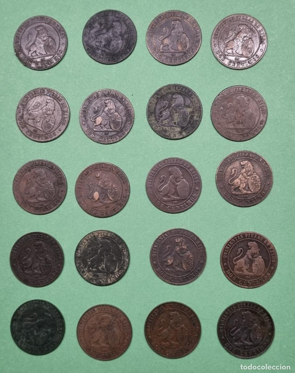 Monedas de Espa&ntilde;a: ESPA&Ntilde;A: LOTE DE 20 MONEDAS DE 2 C&Eacute;NTIMOS 1870 Gobierno Provisional