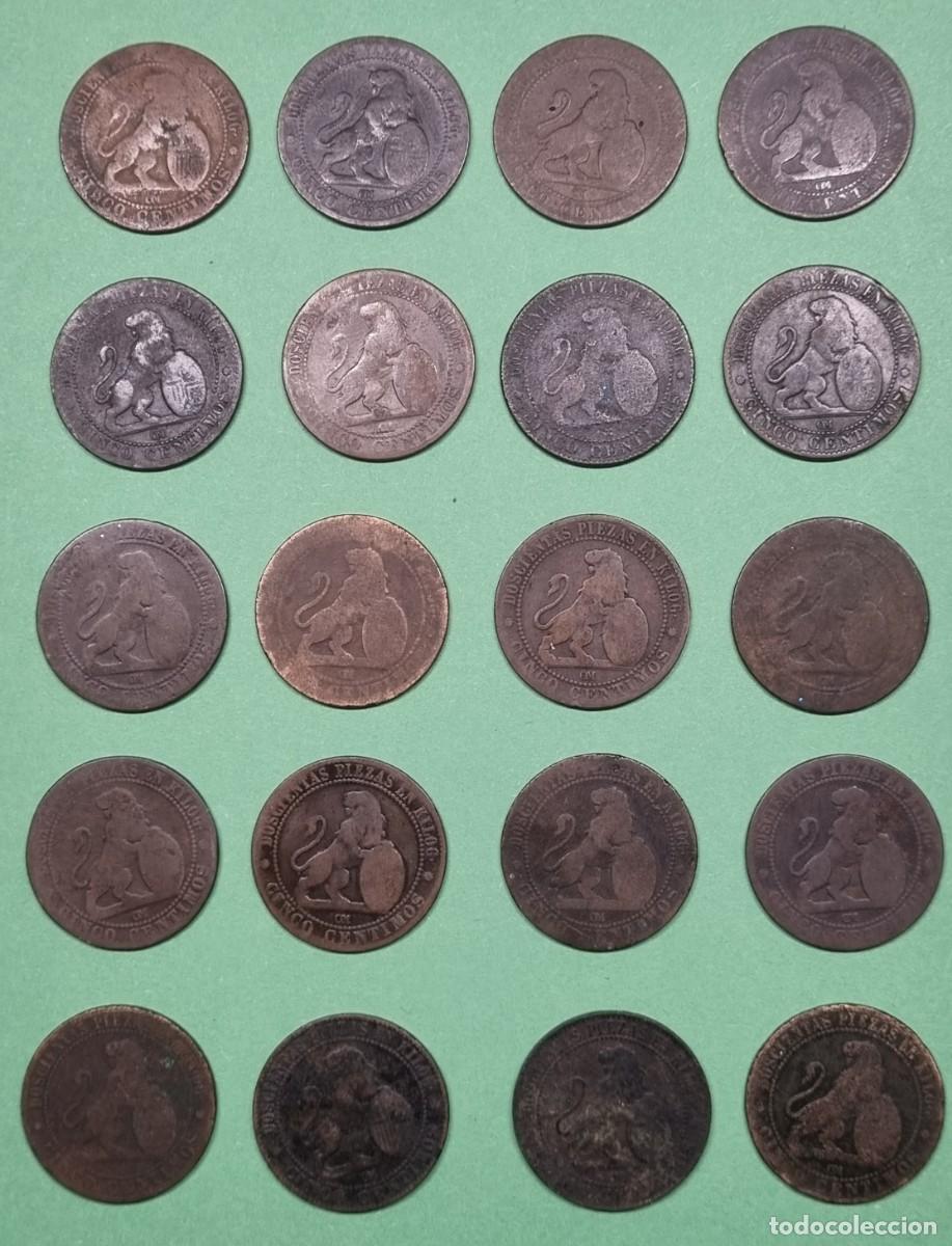 Monedas de Espa&ntilde;a: ESPA&Ntilde;A: LOTE DE 20 MONEDAS DE 5 C&Eacute;NTIMOS 1870 Gobierno Provisional