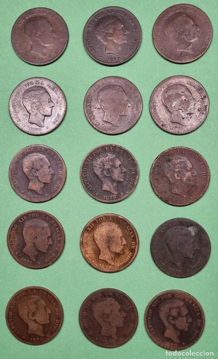 Monedas de Espa&ntilde;a: ESPA&Ntilde;A: LOTE DE 15 MONEDAS DE 10 C&Eacute;NTIMOS 1879 Alfonso XII