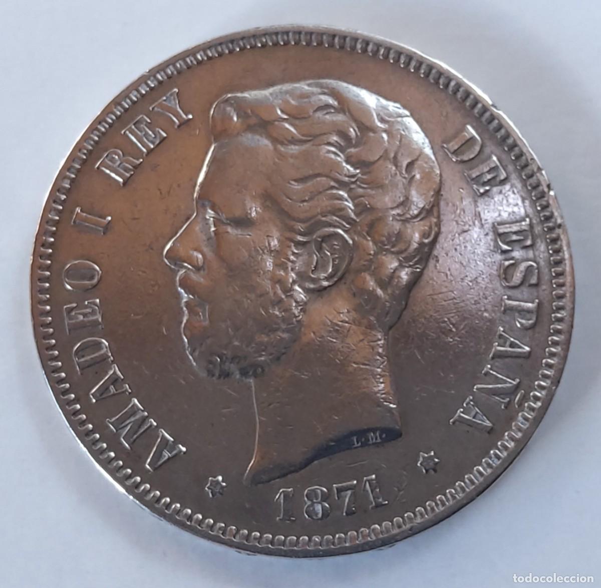 Monedas de Espa&ntilde;a: Moneda de plata AMADEO I - 1871 (estrella 75 - la joya de la serie)
