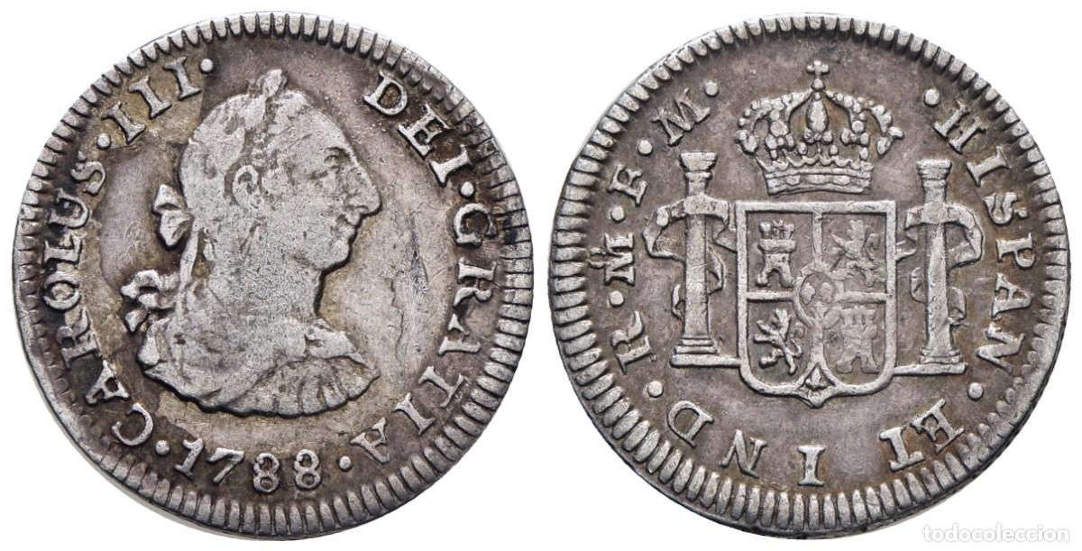 Monedas de Espa&ntilde;a: *** BONITO 1/2 REAL DE CARLOS III. 1788 M&Eacute;XICO FM. CAL-195. PLATA ***