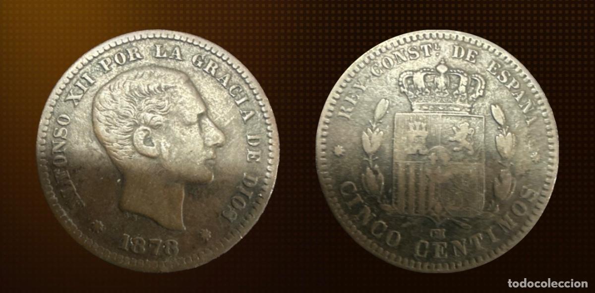 Monedas de Espa&ntilde;a: MONEDA HIST&Oacute;RICA ORIGINAL ESPA&Ntilde;A &mdash; 5 C&Eacute;NTIMOS ALFONSO XII (1878 OM)