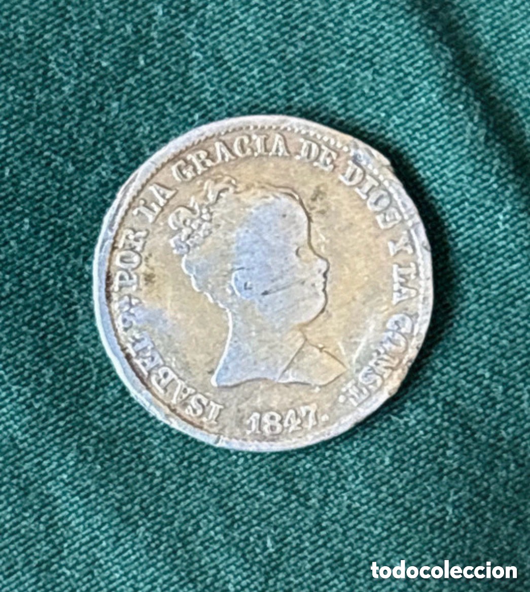 Monedas de Espa&ntilde;a: Moneda de plata 1 Real Isabel II 1847 (A5)