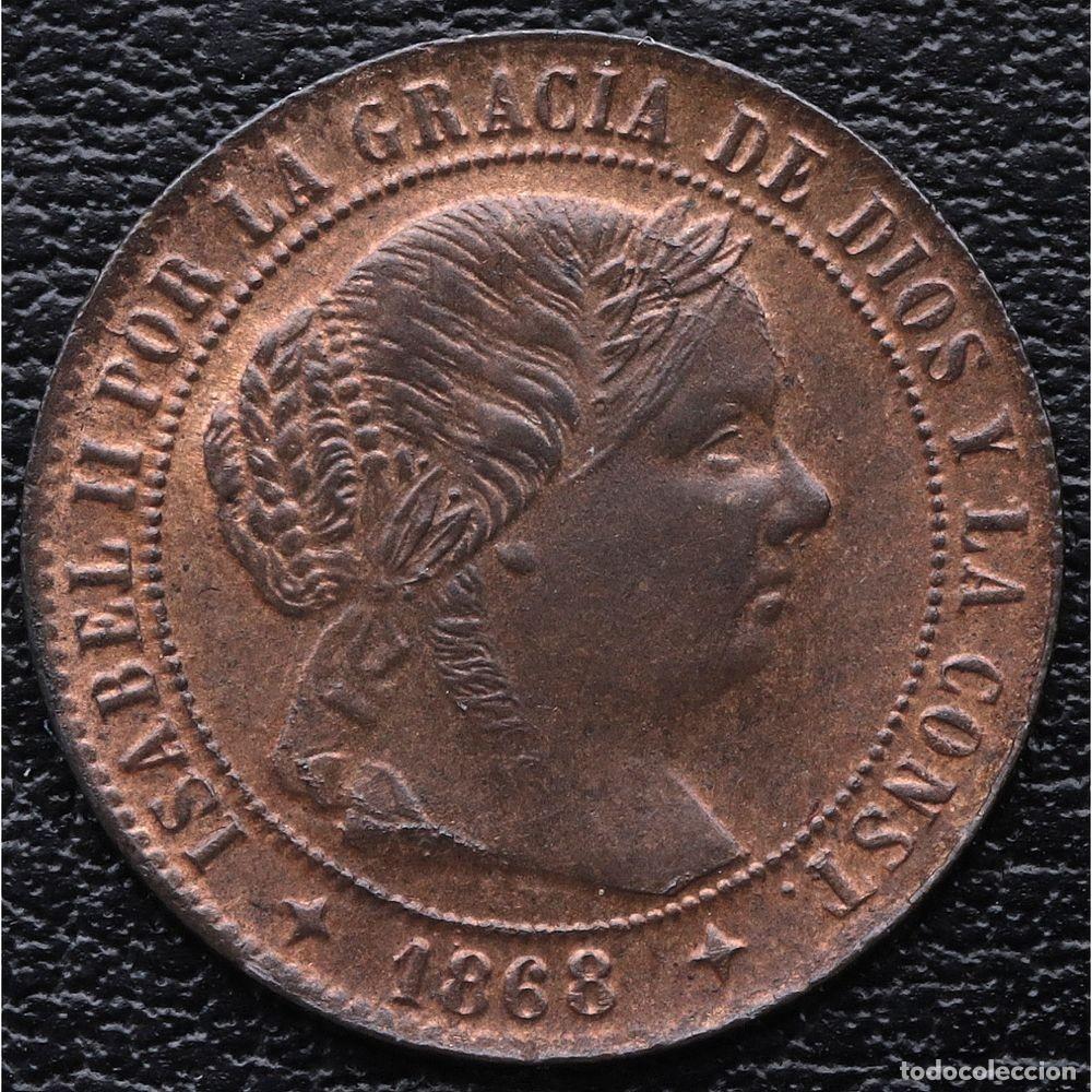 Monedas de Espa&ntilde;a: ISABEL II. 1/2 C&Eacute;NTIMO DE ESCUDO JUBIA 1868.NN-COIN MS 63. SIN CIRCULAR. SC.