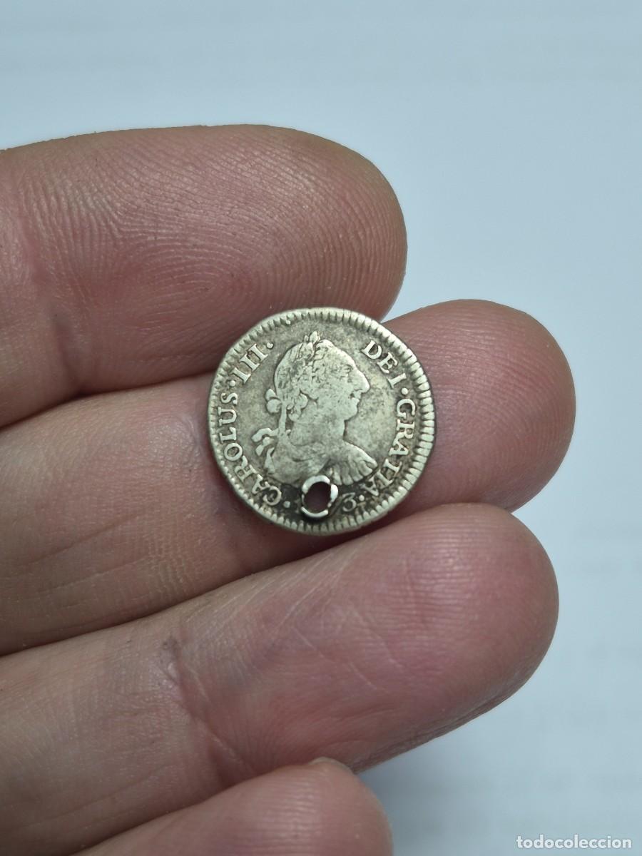 Monedas de Espa&ntilde;a: NT/ CARLOS III 1/2 REAL DE PLATA 1783 POTOSI AGUJERO (E988)