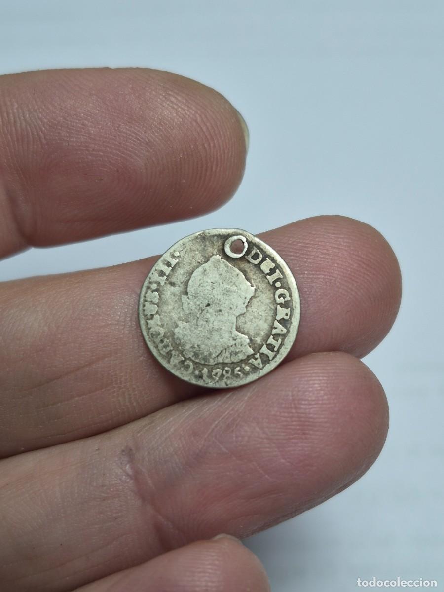 Monedas de Espa&ntilde;a: NT/ CARLOS III 1/2 REAL DE PLATA 1785 POTOSI AGUJERO (E982)