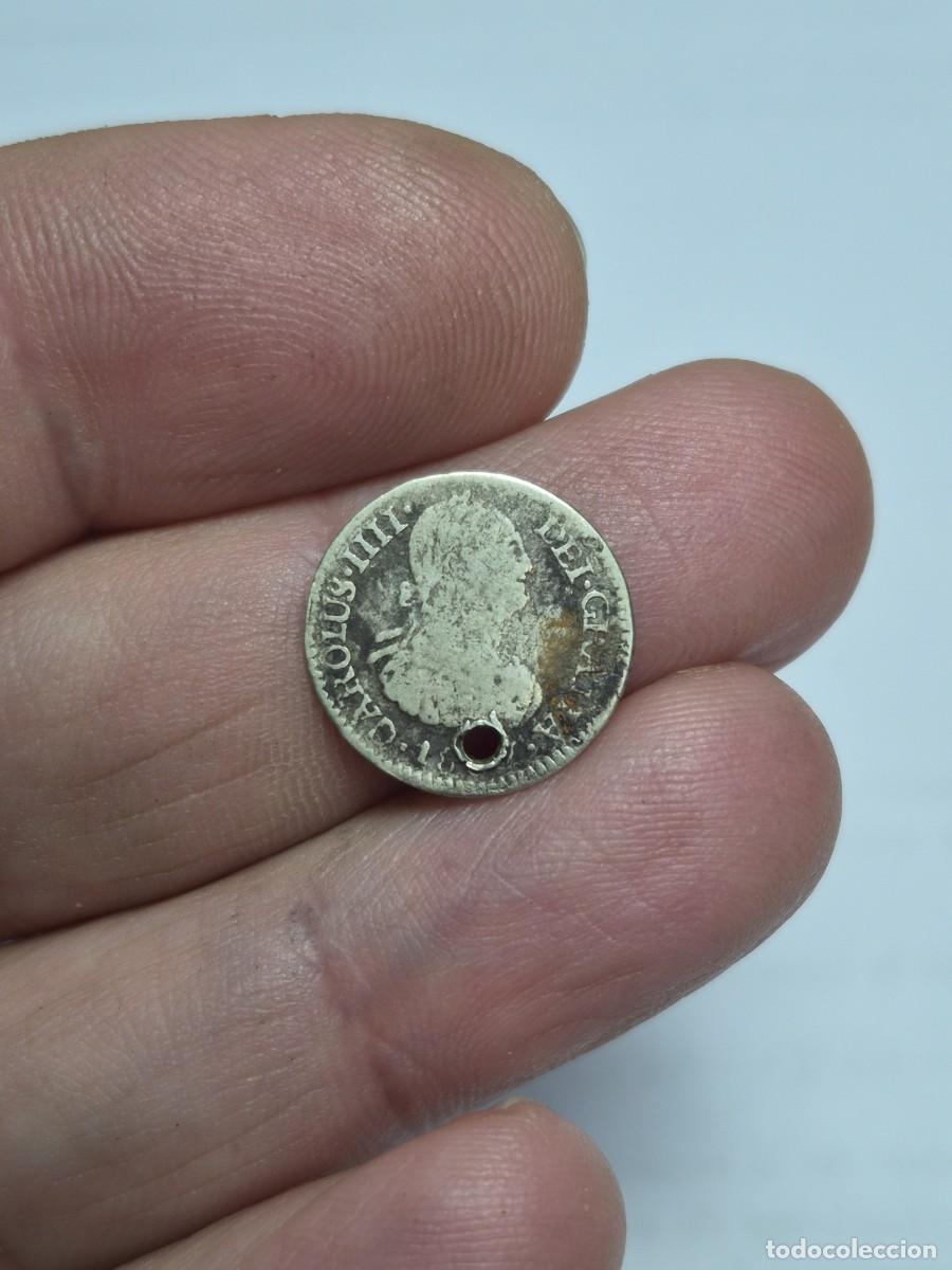 Monedas de Espa&ntilde;a: NT/ CARLOS IV 1/2 REAL DE PLATA S/F POTOSI AGUJERO (E978)