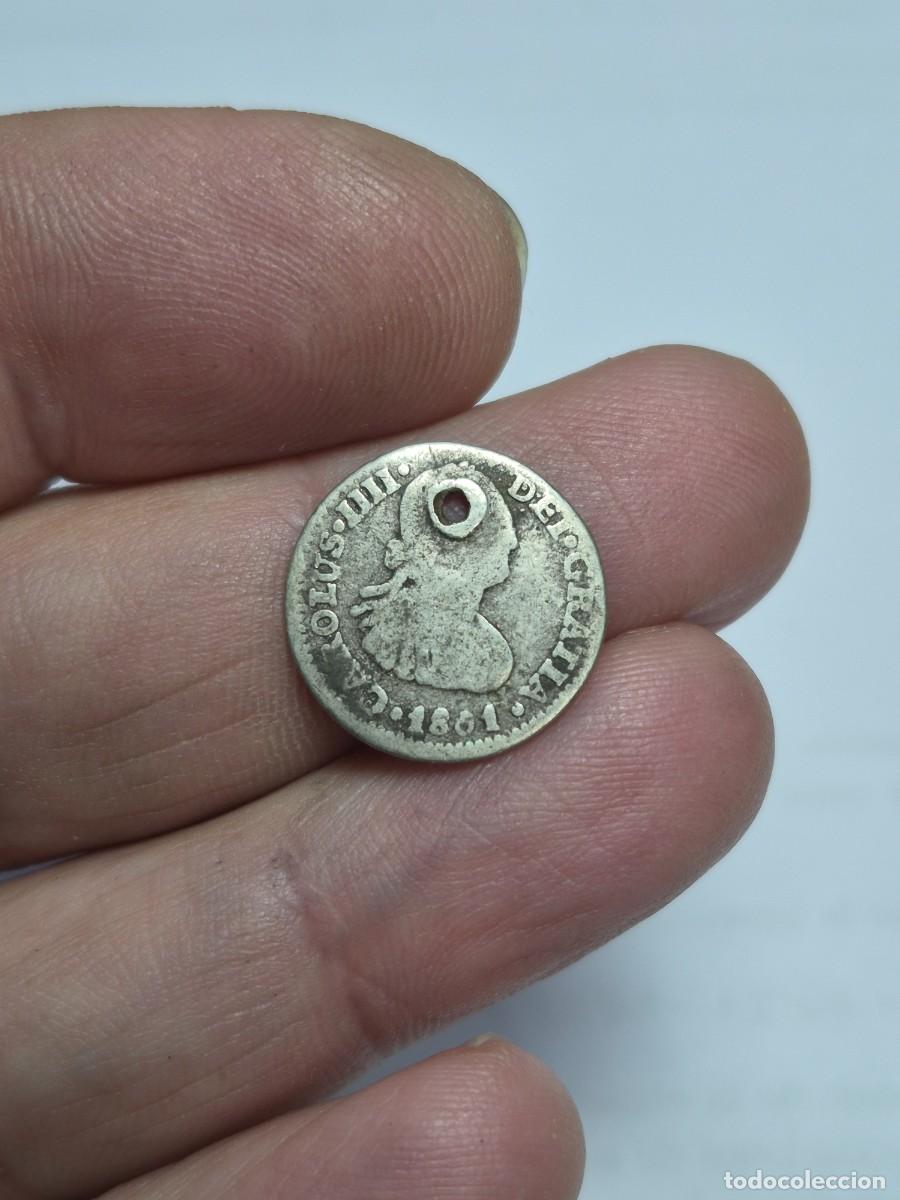 Monedas de Espa&ntilde;a: NT/ CARLOS IV 1/2 REAL DE PLATA 1801 MEXICO AGUJERO (E968)