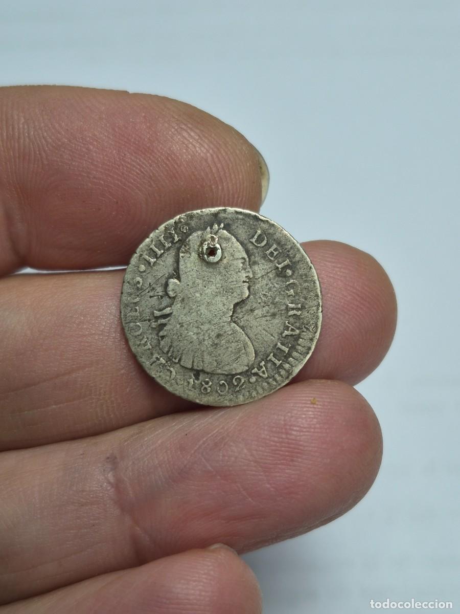 Monedas de Espa&ntilde;a: NT/ CARLOS IV 1 REAL DE PLATA 1802 LIMA AGUJERO (E967)
