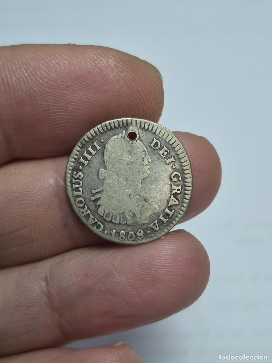 Monedas de Espa&ntilde;a: NT/ CARLOS IV 1 REAL DE PLATA 1808 POTOSI AGUJERO (E966)