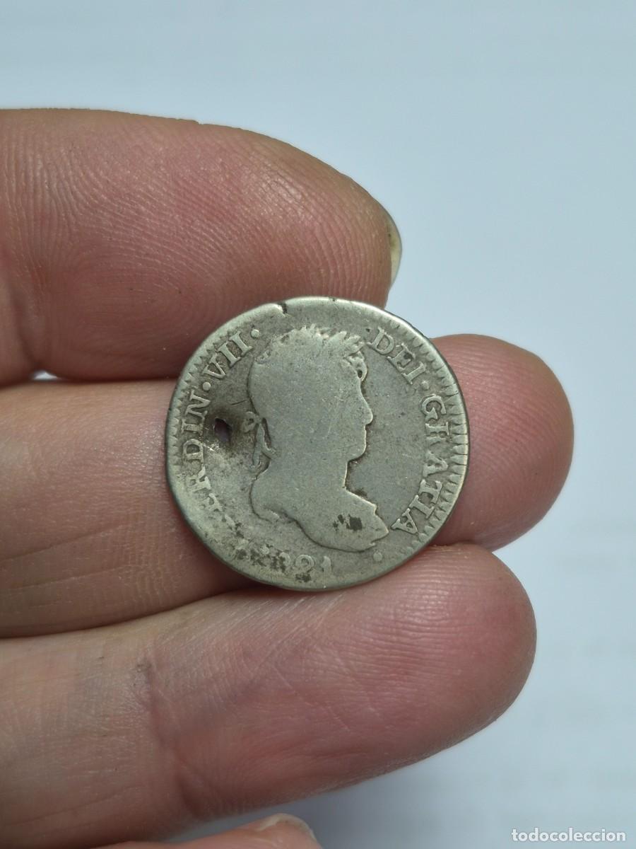 Monedas de Espa&ntilde;a: NT/ FERNANDO VII 1 REAL DE PLATA 1821 LIMA AGUJERO (E951)