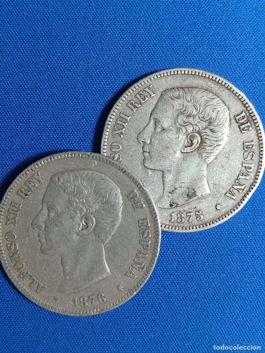 Monedas de Espa&ntilde;a: 2 Monedas de plata 900 de 5 ptas Alfonso XII 1878 - 1879