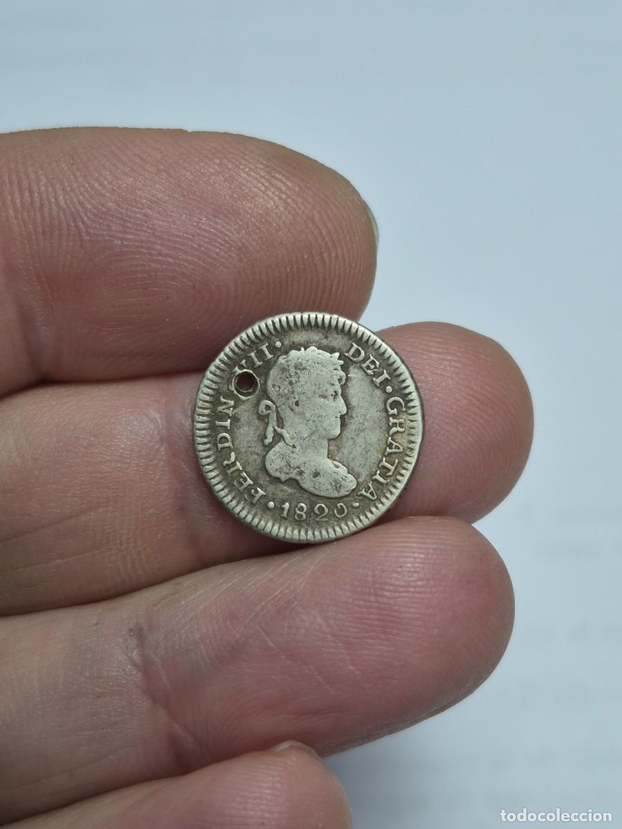 Monedas de Espa&ntilde;a: NT/ FERNANDO VII 1/2 REAL DE PLATA 1820 LIMA AGUJERO (E944)