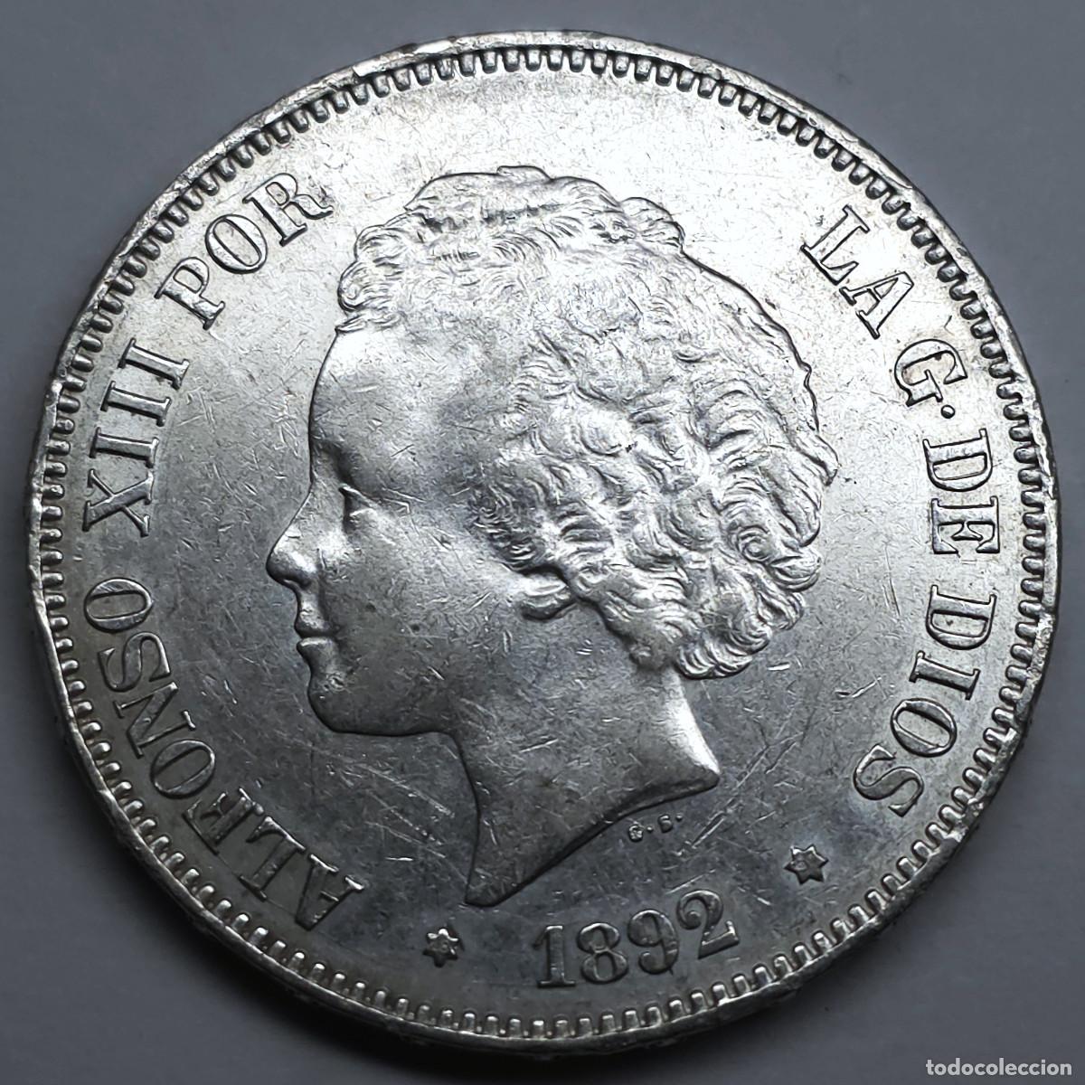 Monedas de Espa&ntilde;a: MONEDA PLATA ALFONSO XIII 1892 *18-92*