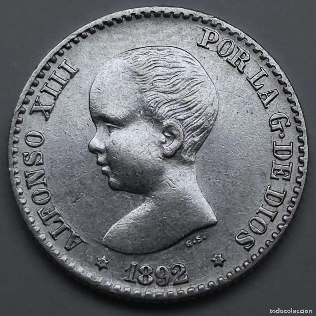 Monedas de Espa&ntilde;a: MONEDA PLATA ESPA&Ntilde;A ALFONSO XIII 1892 *9-2*