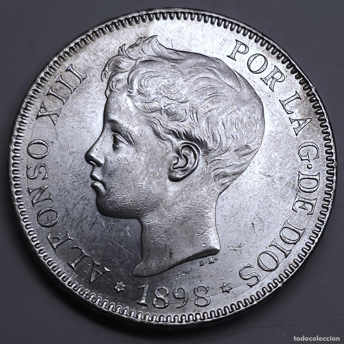 Monedas de Espa&ntilde;a: MONEDA PLATA ESPA&Ntilde;A 5 PESETAS ALFONSO XIII 1898 *18-98* EBC