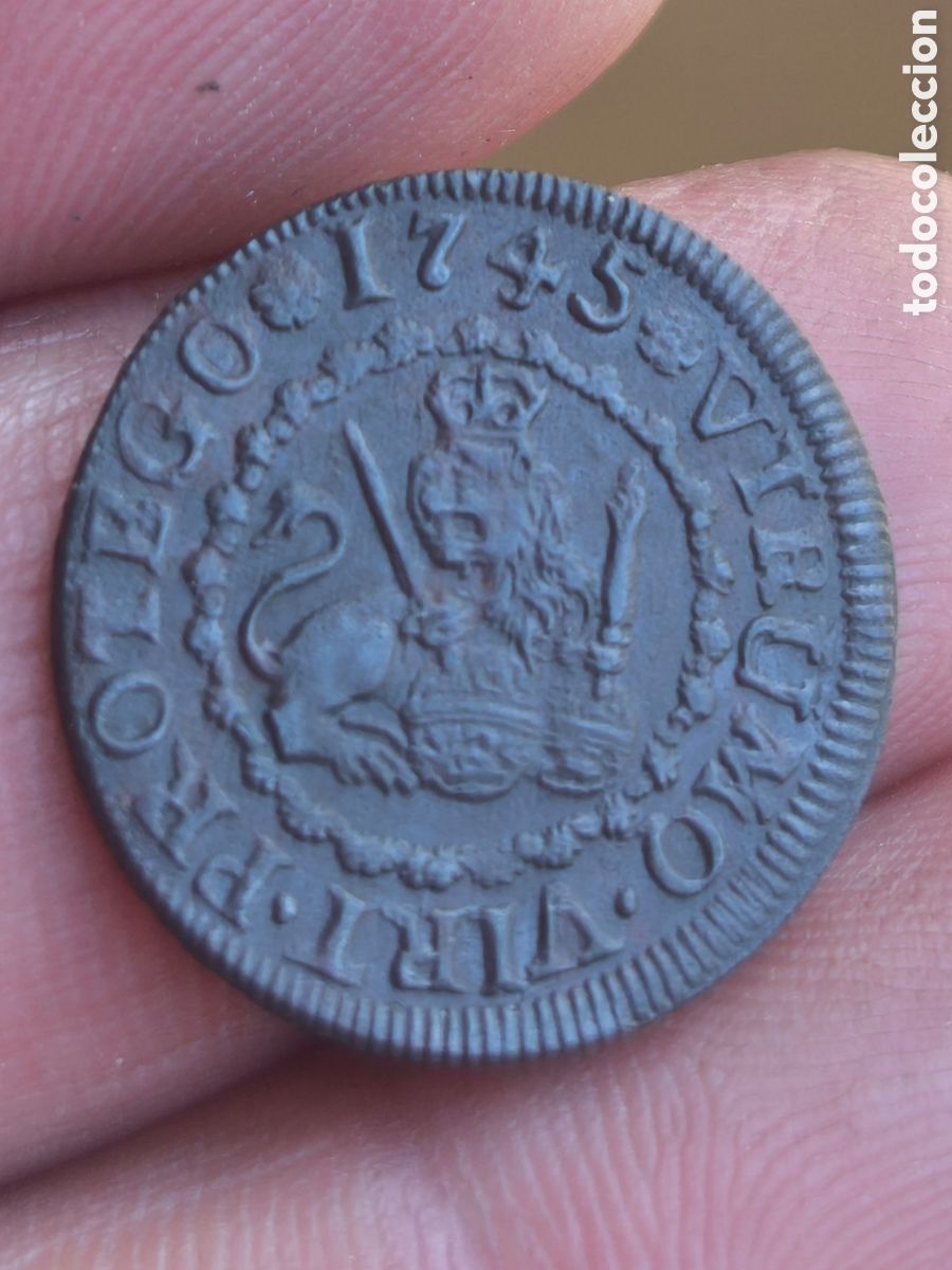 Monedas de Espa&ntilde;a: Felipe V 1745 2 maravedis Segovia