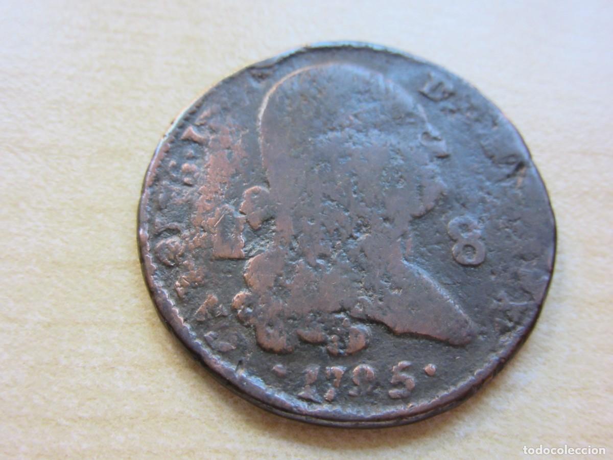 Coins of Spain: 8 maraved&iacute;s de Carlos IV Ceca Segovia Fechado 1795 Di&aacute;metro 3 cm