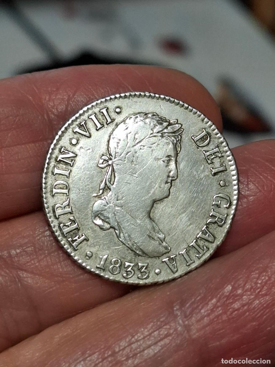 M&uuml;nzen von Spanien: MONEDA DE 2 REALES DE FERNANDO VII DE 1833 (ULTIMO A&Ntilde;O) SEVILLA