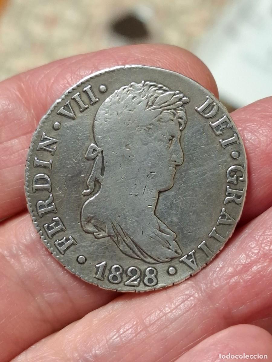 M&uuml;nzen von Spanien: MONEDA DE 4 REALES DE FERNANDO VII DE 1828 DE SEVILLA. ESCASA