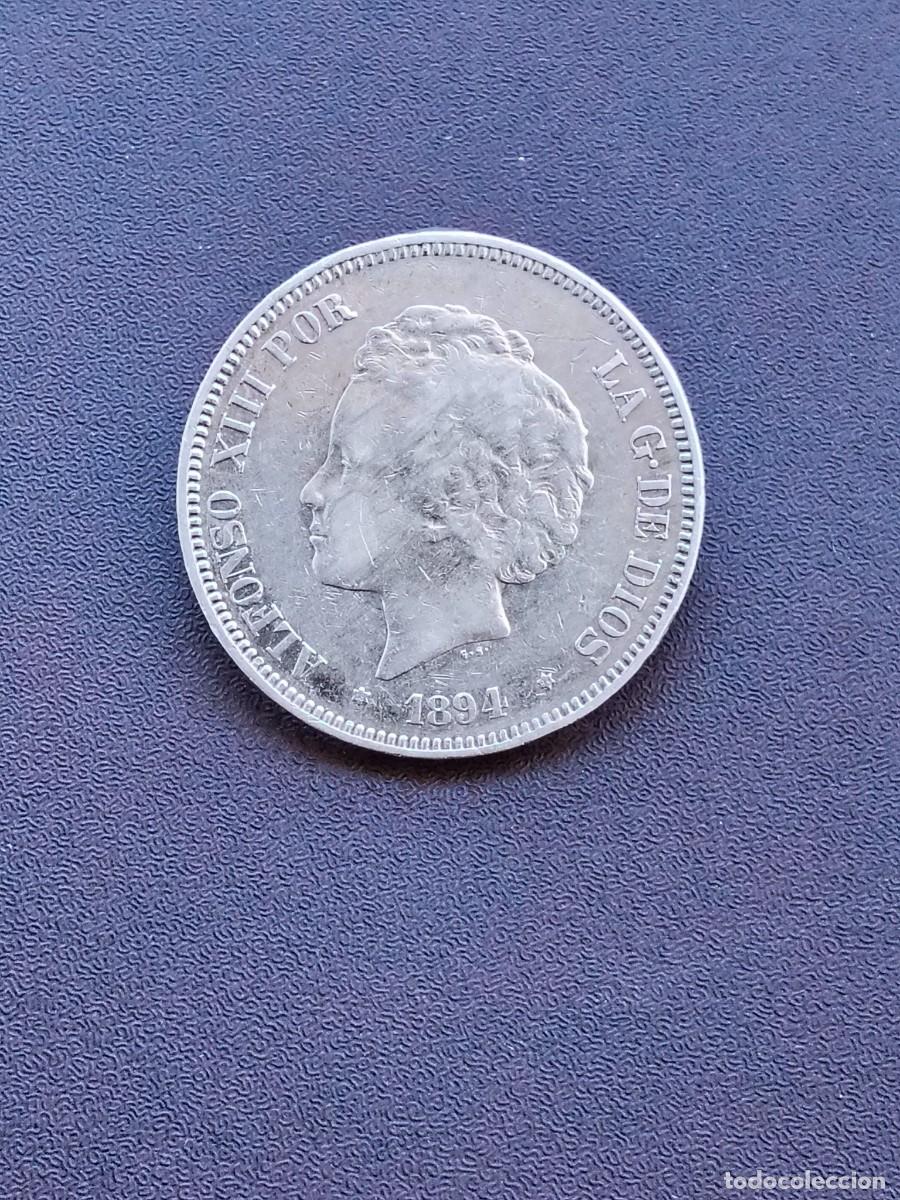 Monedas de Espa&ntilde;a: MONEDA DE 5 PESETAS (DURO)DE ALFONSO XIII DEL A&Ntilde;O 1894*18-94 PG V, DE PLATA.
