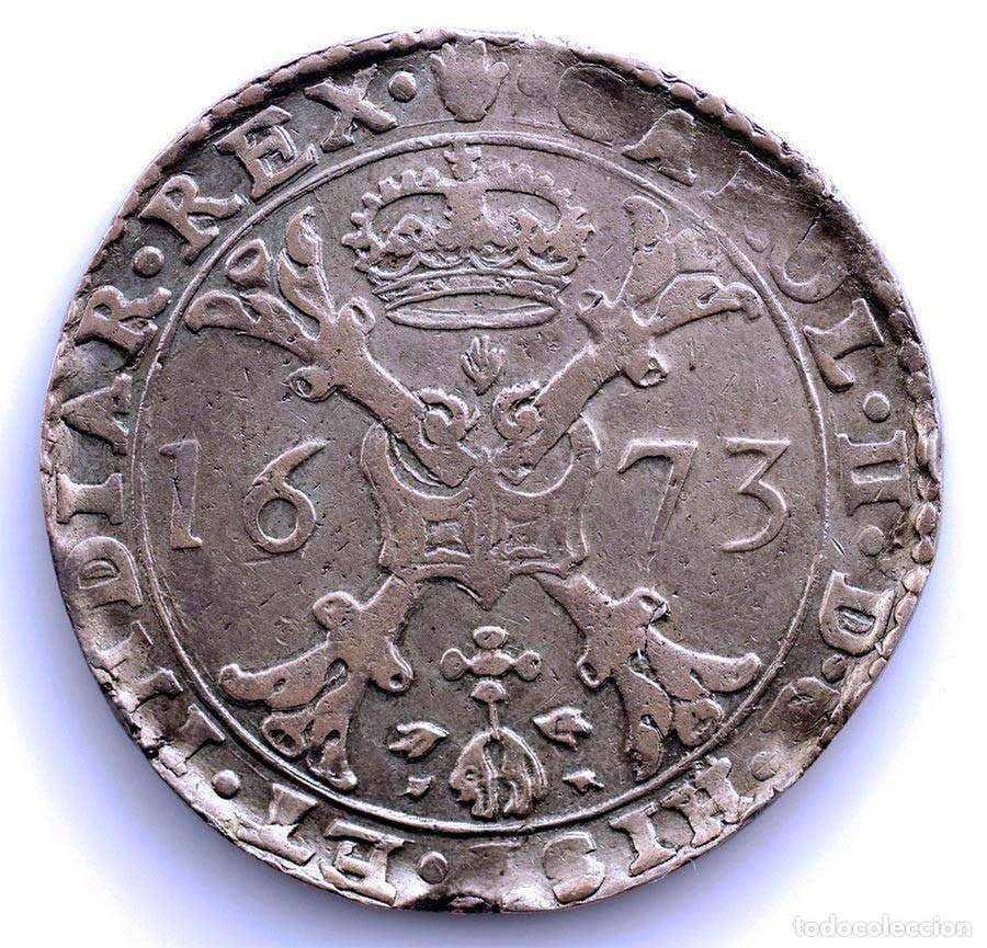 Monedas de Espa&ntilde;a: SC-Spain. Carlos II &rdquo;El Hechizado&rdquo;. Patag&oacute;n. 1673 Amberes. Plata 28,04 g.