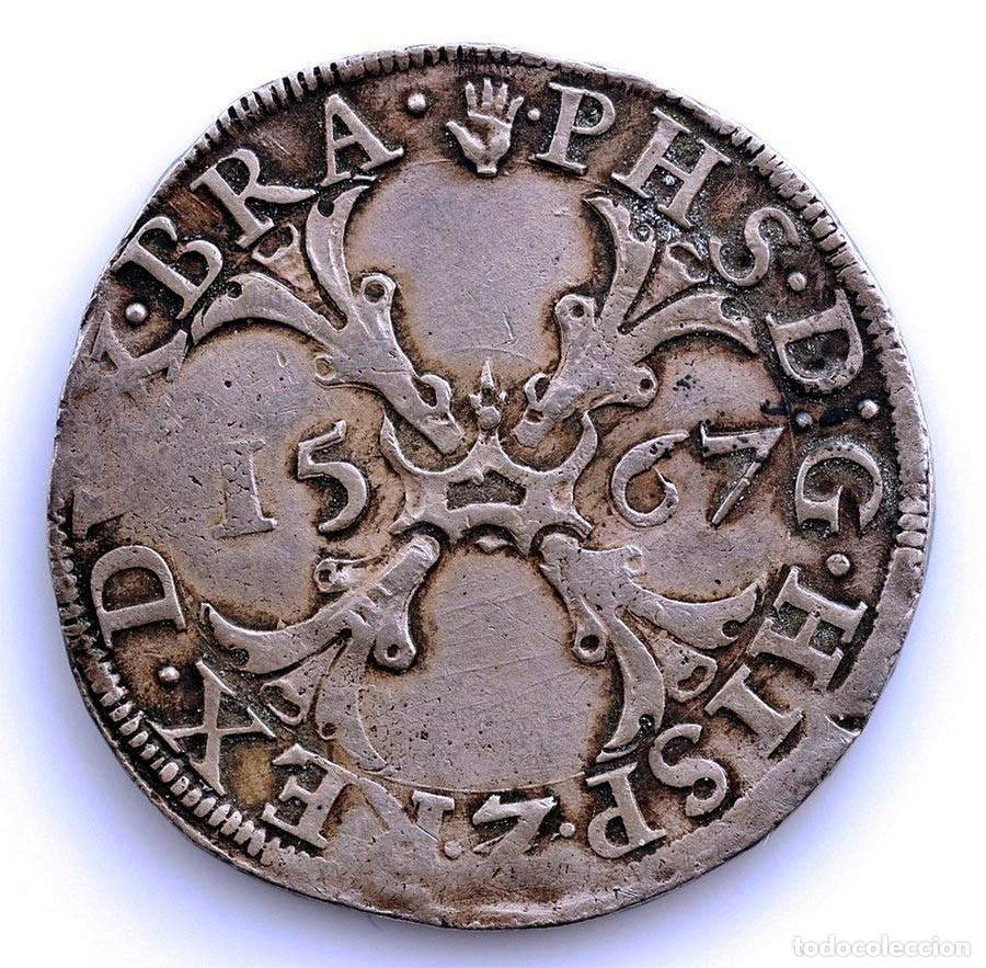 Monedas de Espa&ntilde;a: SC-Spain. Felipe II. 1/2 Ecu de bourgogne 1567 Amberes . Plata 14,62 g. ESCASA