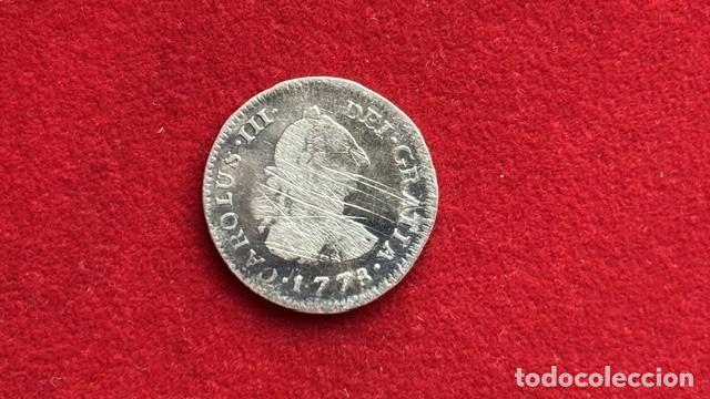 Monedas de Espa&ntilde;a: Carlos III, 1/2 real Lima MJ 1778, AC 134