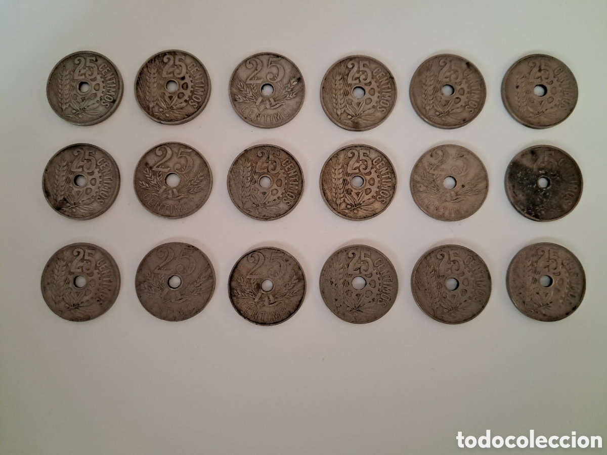Monedas de Espa&ntilde;a: Lote 18 monedas 25 centimos Espa&ntilde;a